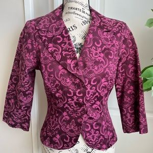 Wrapper Vintage Paisley Print Single Breasted Blazer Fuchsia Sz S